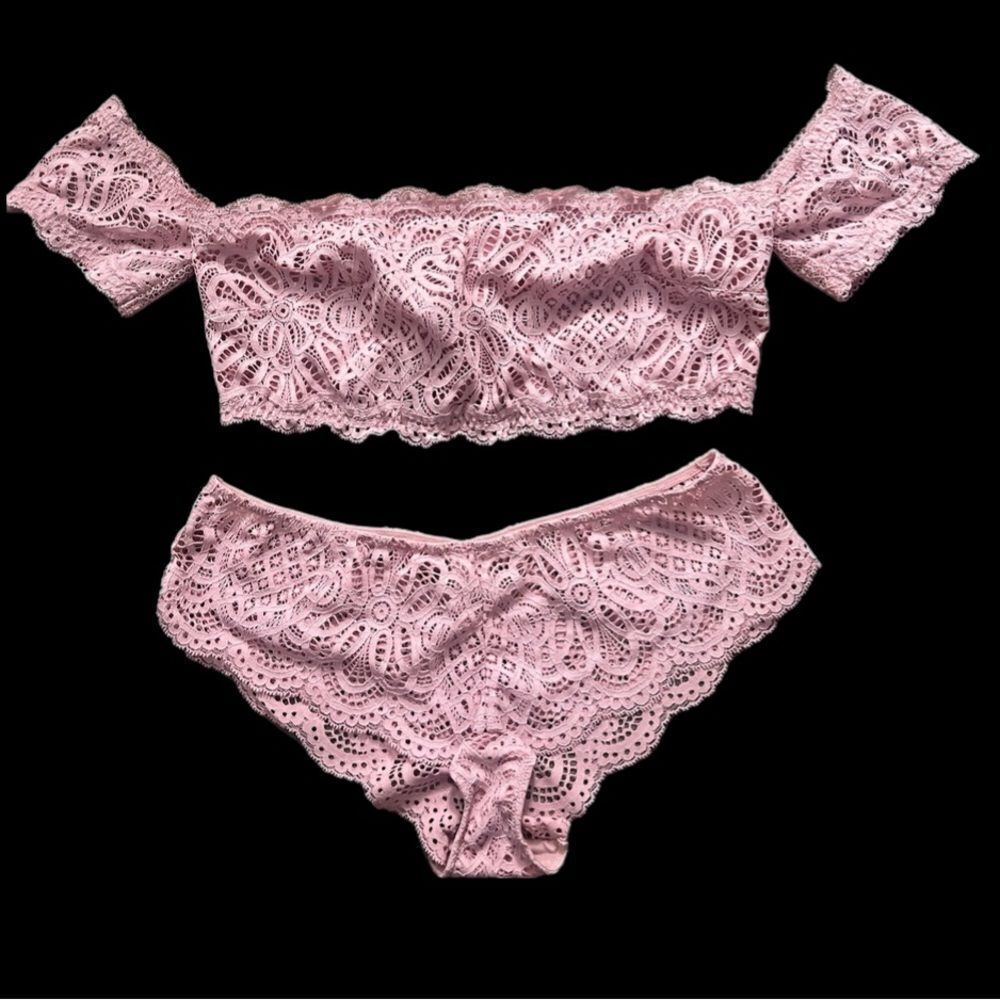 Victoria’s Secret set Dream Angels Crop Top bralette & Cheeky panty pink Large